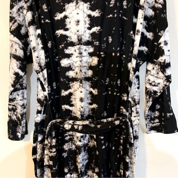 Natori Dress Geometric Black White w/ Belt Stretch Sz 1X NWOT Gorgeous - Picture 5 of 8